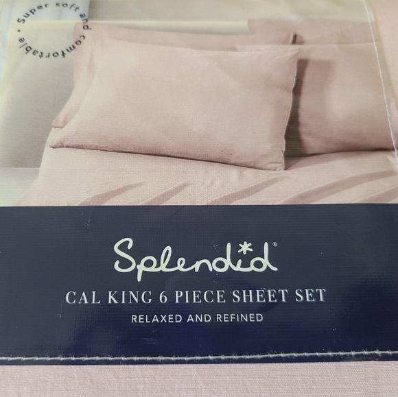 Splendid Light Pink 6pc Cal King Bed Sheet Set - Picture 2 of 4